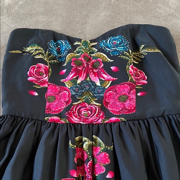 Forever 21 Strapless Black Mini Dress with Pink Floral - Picture 2 of 12